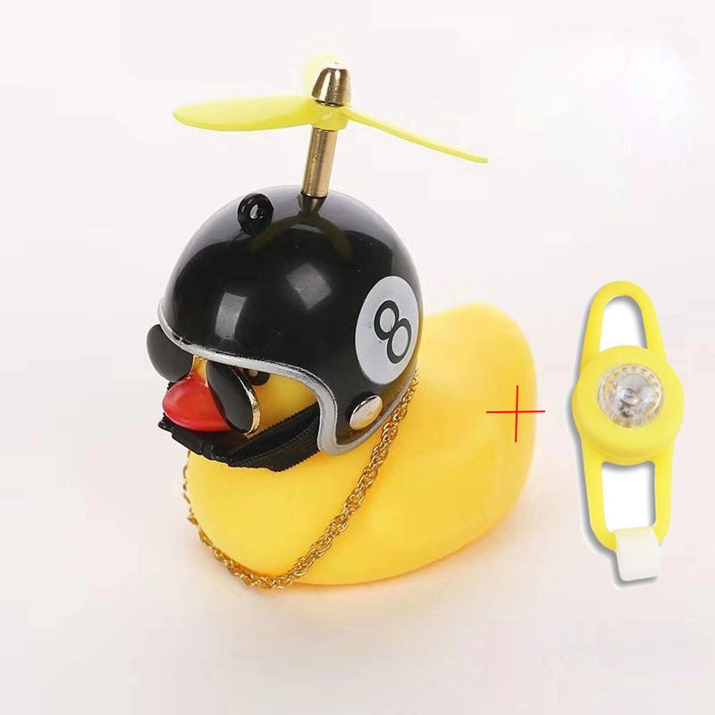 Small Yellow Bike Duck Bicycle bell,  Airscrew Helmet.  Bicycle Wind Motor Riding Cycling Lights Horn