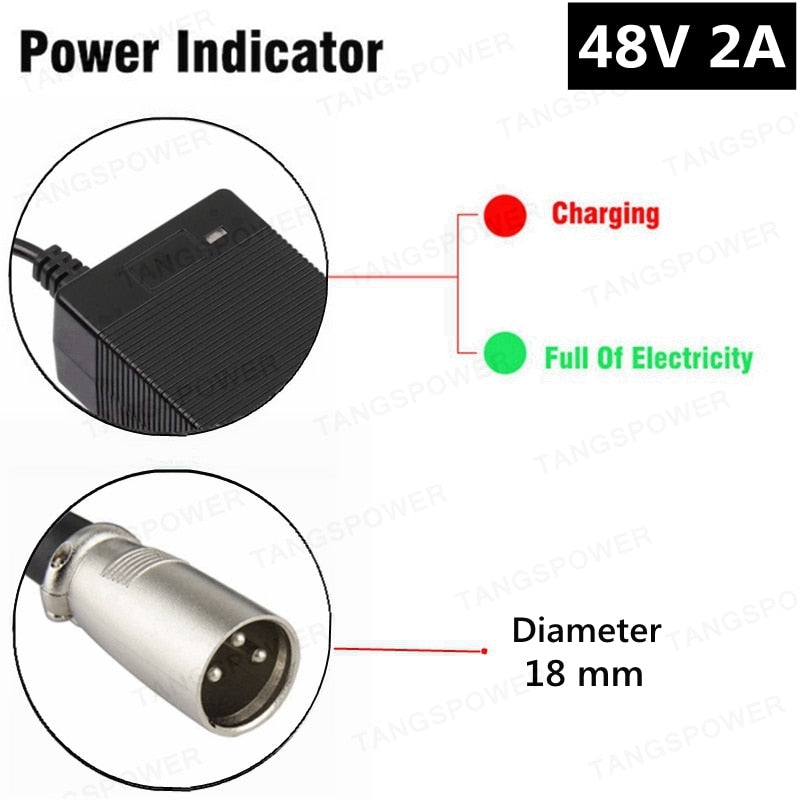 TANGSPOWER 48V 2A electric bike lead acid battery charger for 57.6V Lead-acid Battery e-bike Scooters Motorcycle Charger