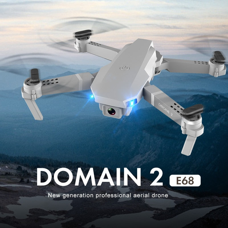 JINHENG E68 Mini RC Drone 4K, 1080P, HD Camera, Wifi, FPV, and Air Pressure Altitude  Mode. Fold-able Quad-copter.
