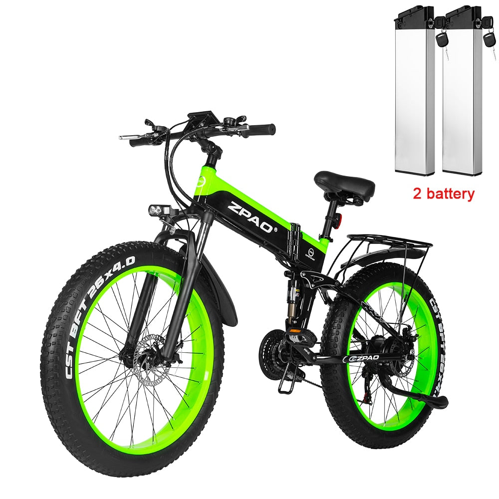 ZPAO Electric Bike 1000W Adult Mountain Bike 26 Inch Snow Electronic Bike 48V Electric Bicycle 4.0 Fat Tire e bike Folded Ebike