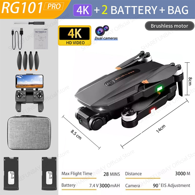 NEW RG101 MAX GPS Drone 8K Professional Dual HD Camera FPV 3Km Aerial Photography  Foldable Quadcopter.