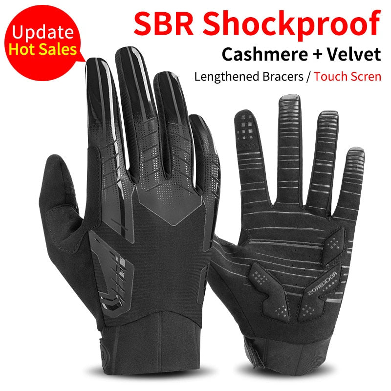 ROCKBROS Windproof Cycling Gloves Bicycle Touch Screen Riding MTB Bike Glove Thermal Warm Motorcycle Winter Autumn Bike Clothing