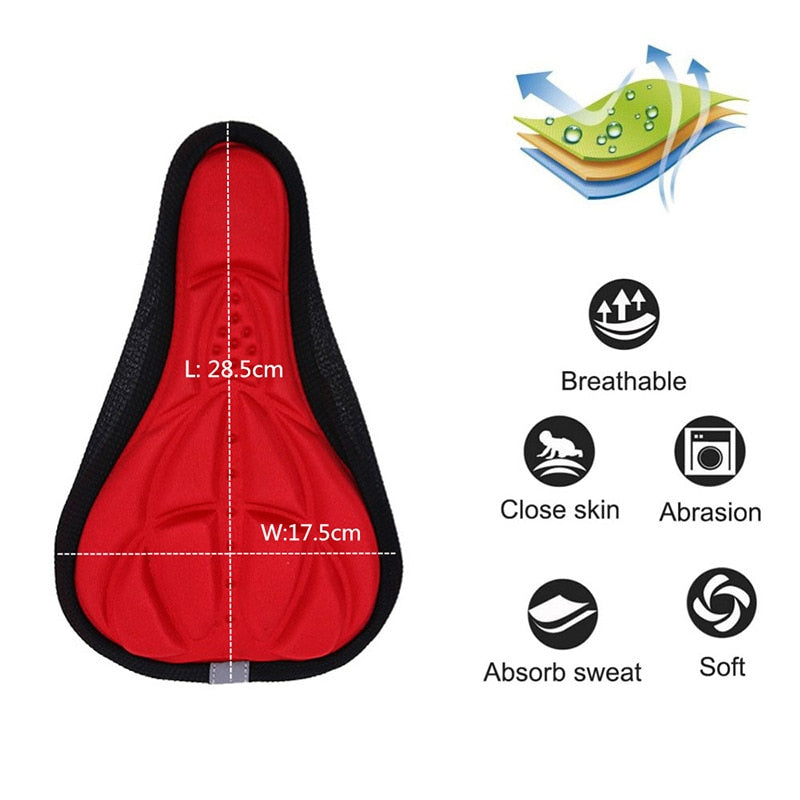 3D Saddle Cover Thick Breathable Super Soft Bicycle Seat Cushion Silicone Sponge Gel Bike Seat.