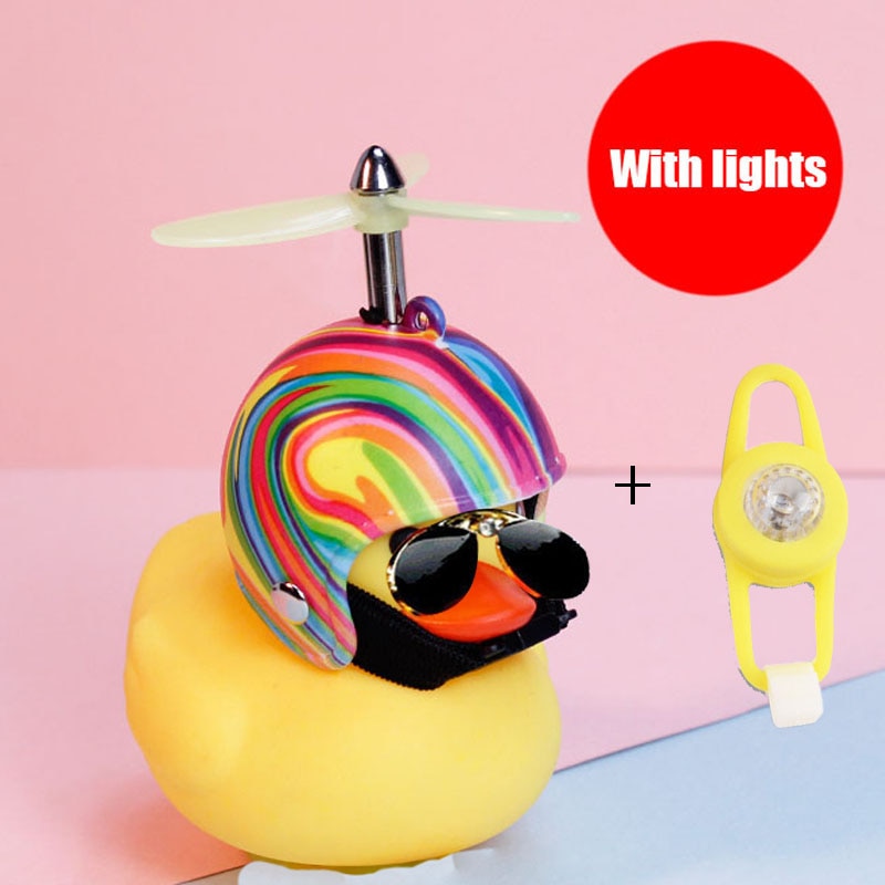 Small Yellow Bike Duck Bicycle bell,  Airscrew Helmet.  Bicycle Wind Motor Riding Cycling Lights Horn