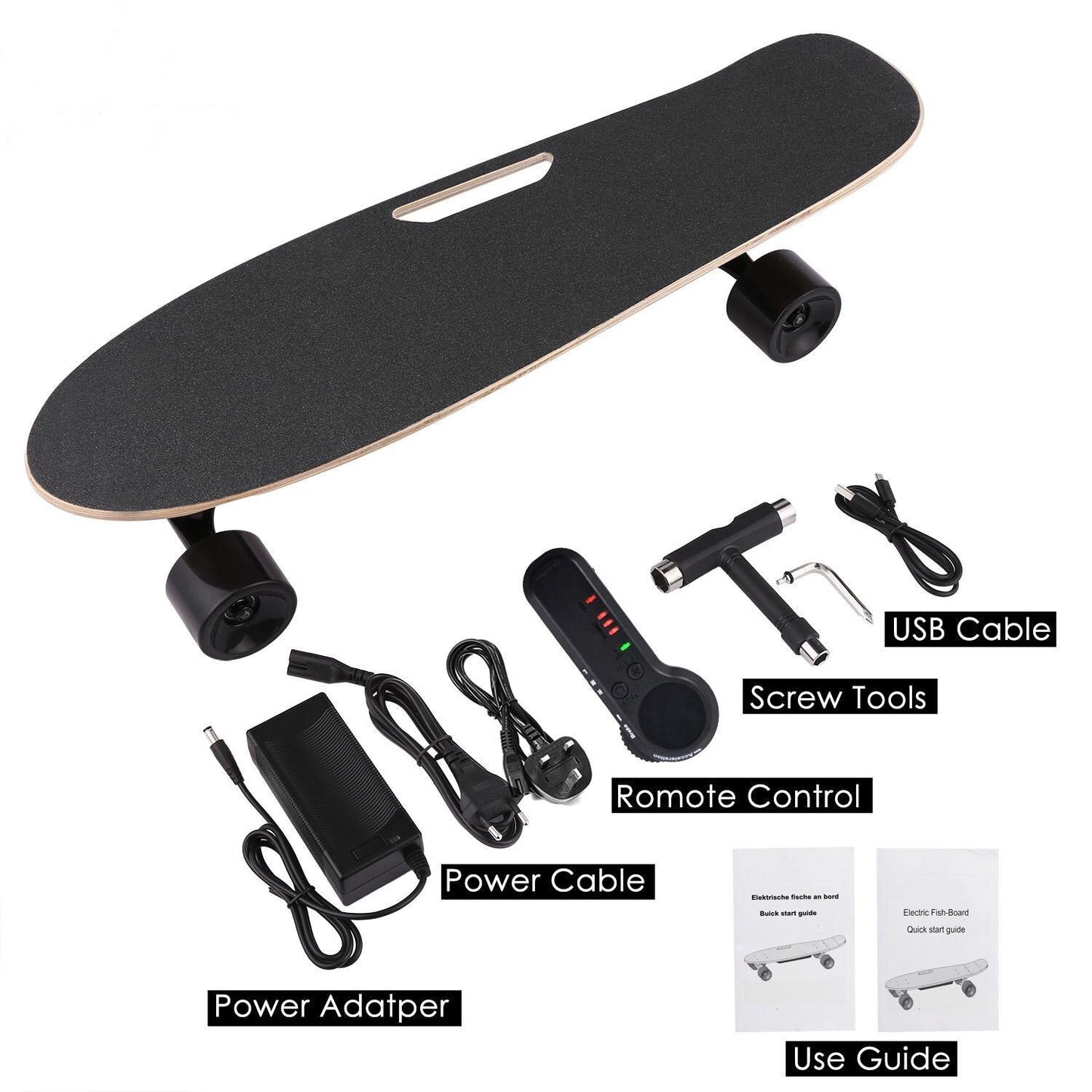 New Electric Fish-Board Skateboard Transportation Electric Longboard with Wireless Handheld Remote Control