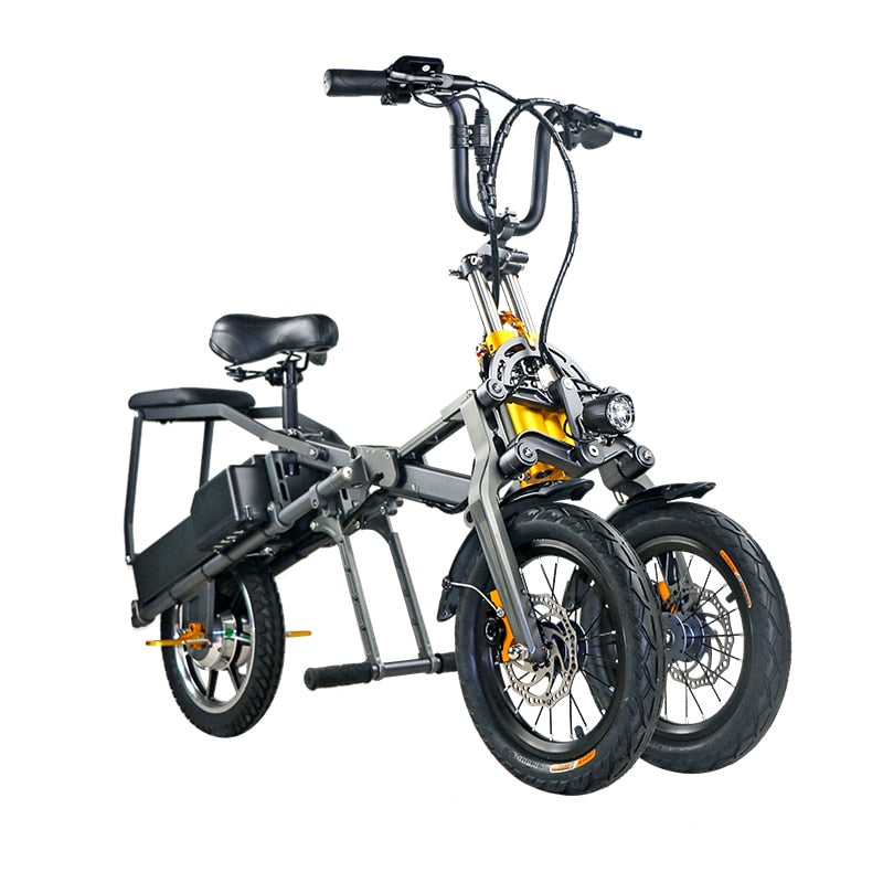 Electric three-wheeled bicycle, 48v lithium double battery fold e-Bike.
