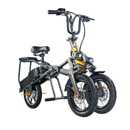 Electric three-wheeled bicycle, 48v lithium double battery fold e-Bike.