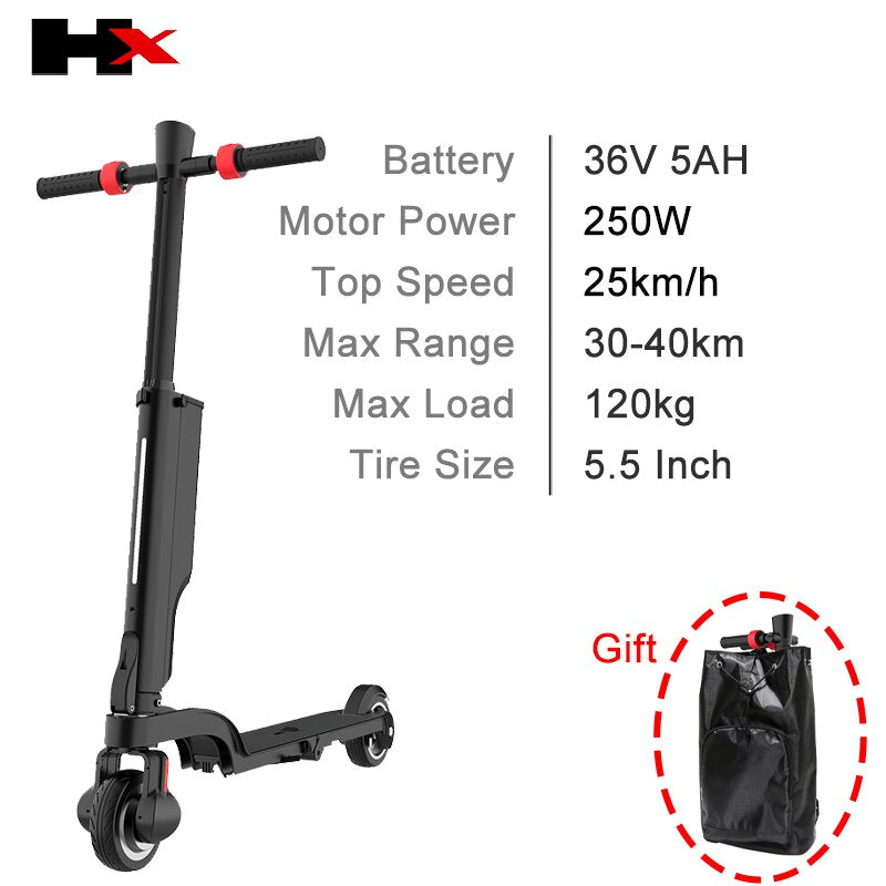 USA Stock Folding HX X6 Electric Skateboard scooter Bicycle Foldable Kick Scooter 36V 5Ah Escooter mini scooter 10kg