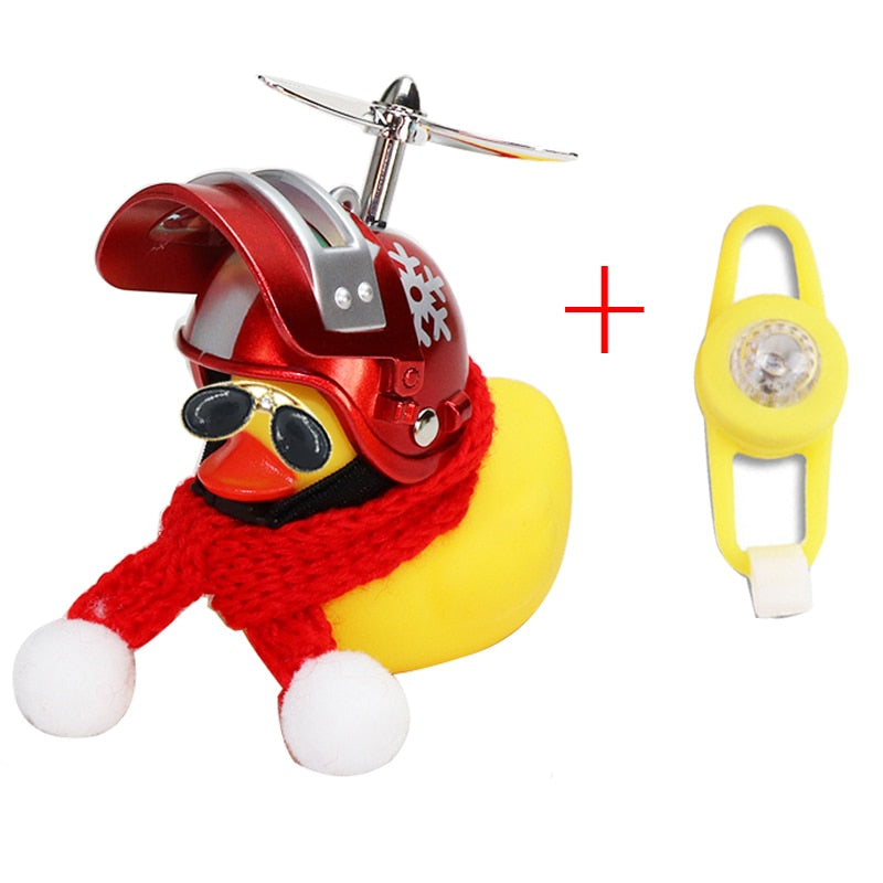 Small Yellow Bike Duck Bicycle bell,  Airscrew Helmet.  Bicycle Wind Motor Riding Cycling Lights Horn