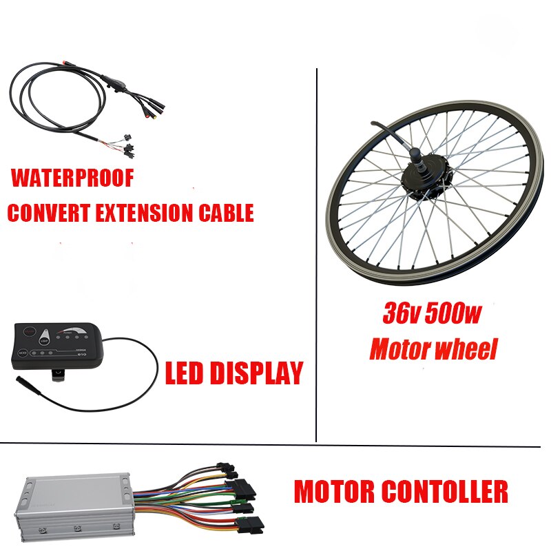 Electric Bike Conversion Kit 36V 500W Front & Rear Wheel Brushless Hub Motor Brushless 20-29 Inch e-bike kit. 12 Ah Samsung Battery