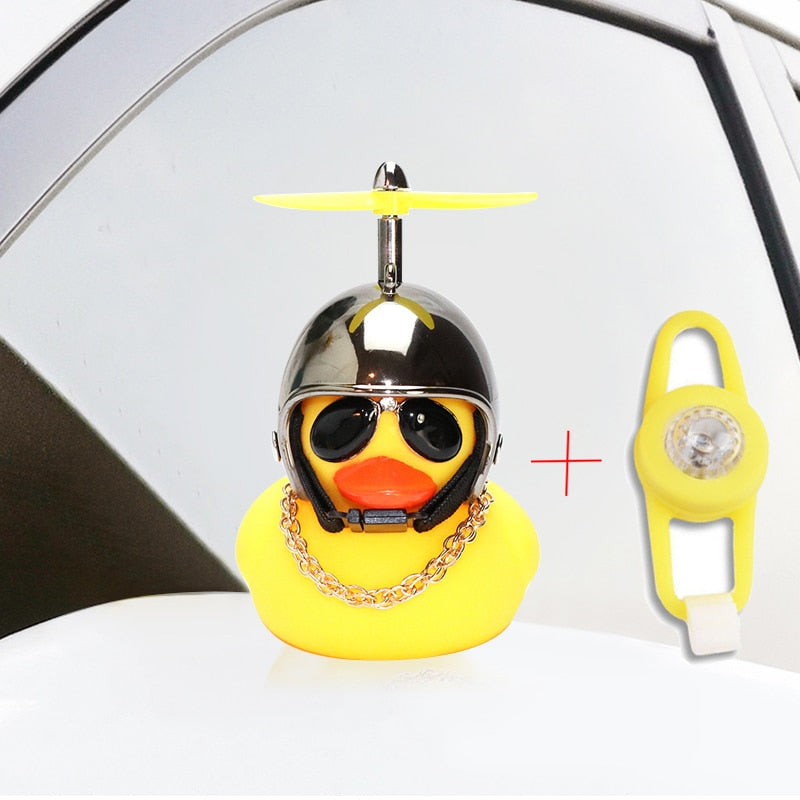 Small Yellow Bike Duck Bicycle bell,  Airscrew Helmet.  Bicycle Wind Motor Riding Cycling Lights Horn