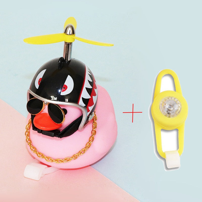 Small Yellow Bike Duck Bicycle bell,  Airscrew Helmet.  Bicycle Wind Motor Riding Cycling Lights Horn