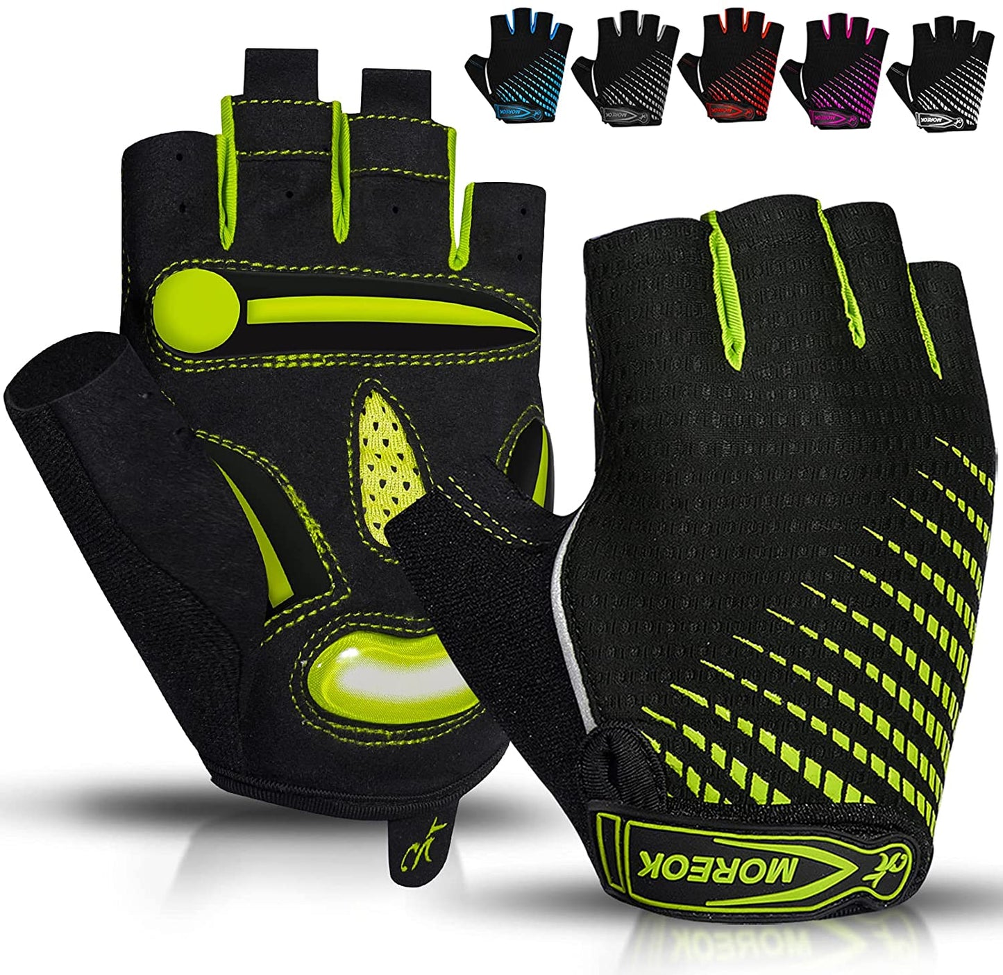 BIKINGMOREOK,  Half Finger Bike Gloves. 5mm Liquid Gel Pads, Shock-Absorbing Mountain Bike Gloves.
