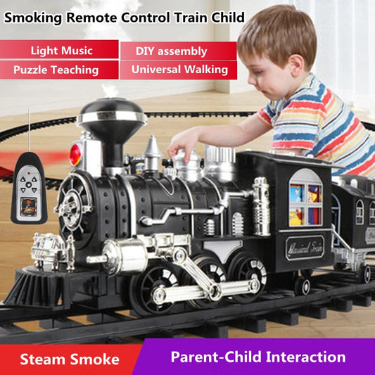 Children's Electric Smoking  RC Rail Car Sound Light Music. DIY Assembly.
