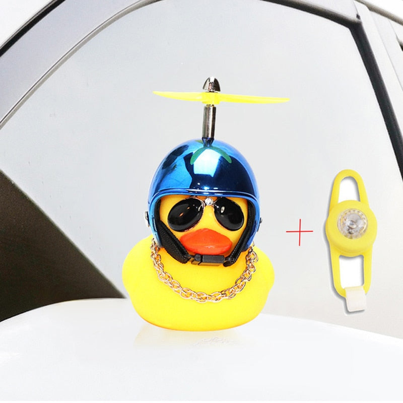 Small Yellow Bike Duck Bicycle bell,  Airscrew Helmet.  Bicycle Wind Motor Riding Cycling Lights Horn