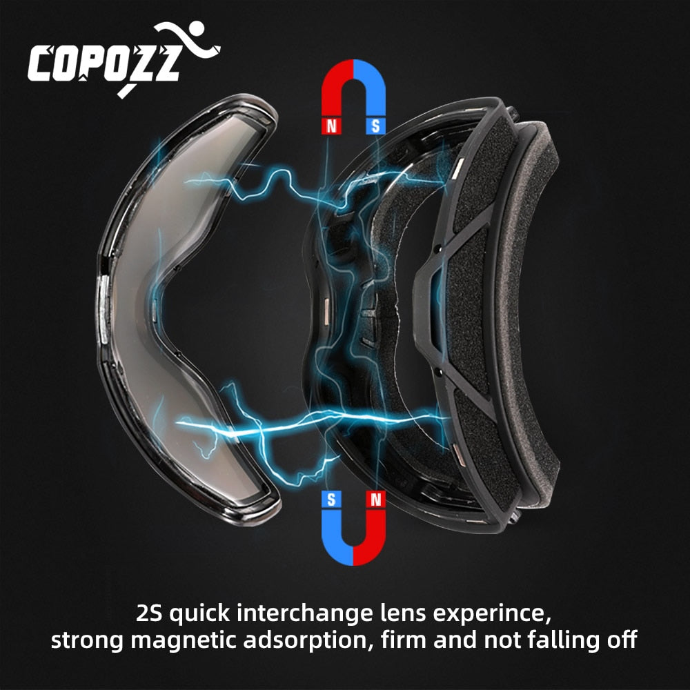 COPOZZ Frameless Ski Goggles with Magnetic Lens Anti-fog UV400 Snowboard Goggles.