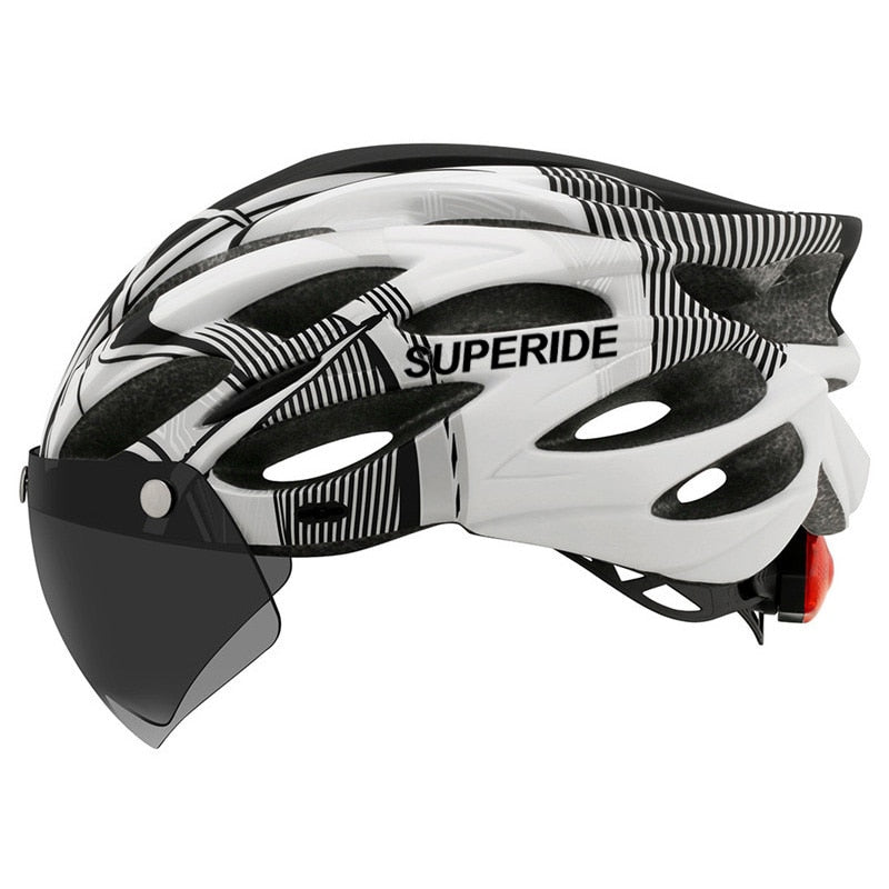 SUPERIDE unisex Cycling Helmet with Rearlight Sports MTB Bicycle Helmet Road Bike Mountain Bike Helmet with Goggles.