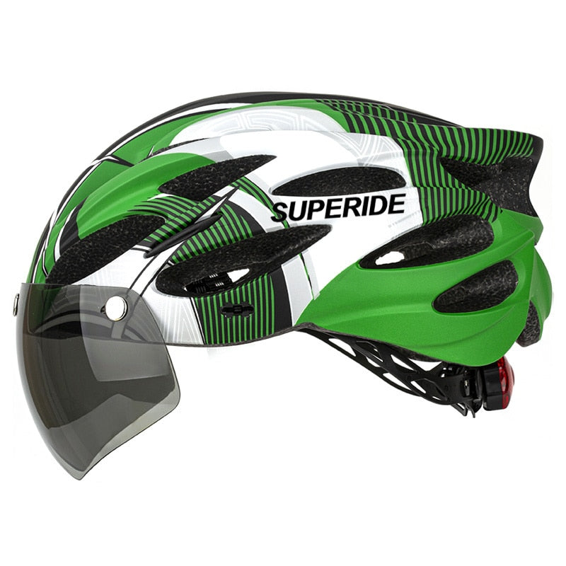 SUPERIDE unisex Cycling Helmet with Rearlight Sports MTB Bicycle Helmet Road Bike Mountain Bike Helmet with Goggles.