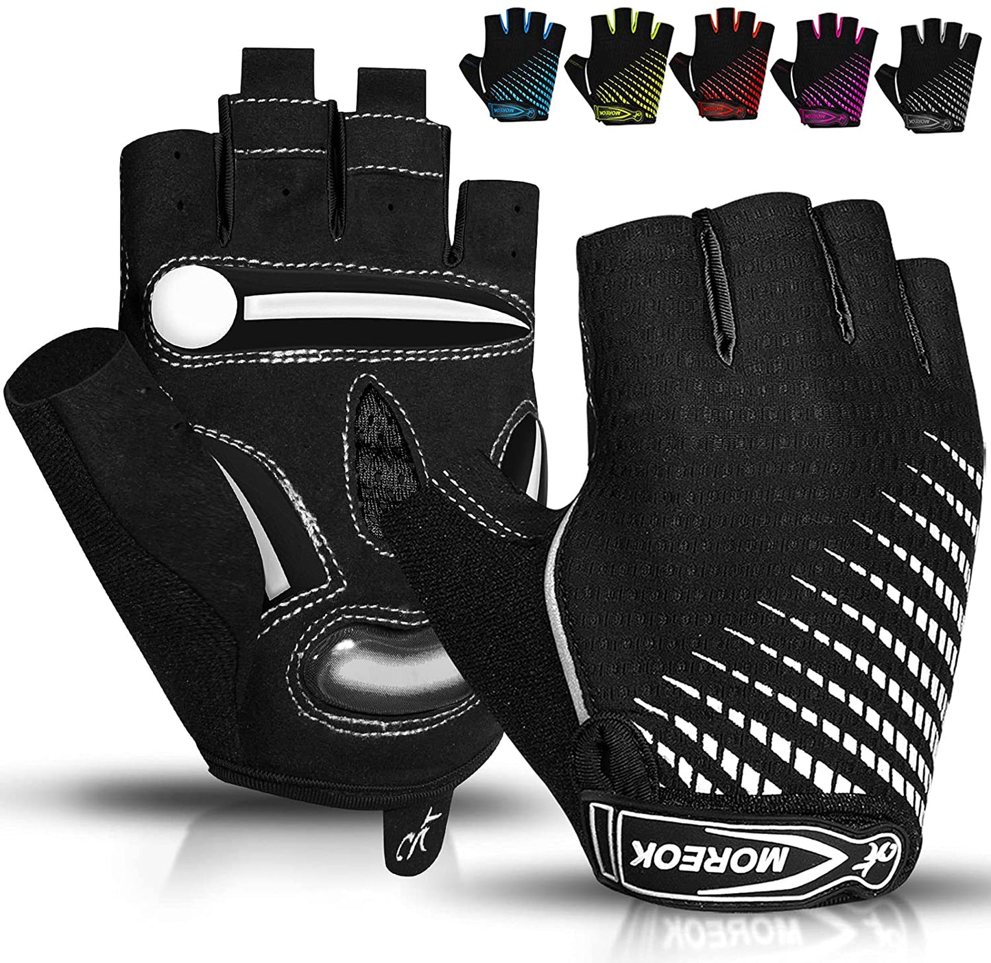 BIKINGMOREOK,  Half Finger Bike Gloves. 5mm Liquid Gel Pads, Shock-Absorbing Mountain Bike Gloves.