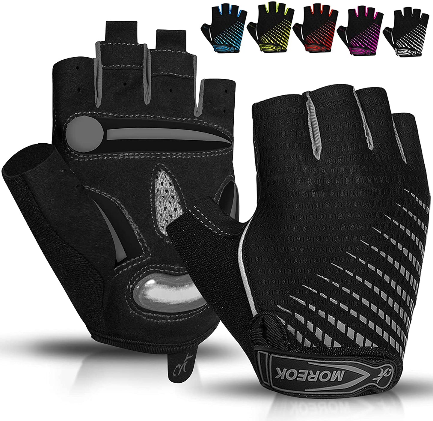 BIKINGMOREOK,  Half Finger Bike Gloves. 5mm Liquid Gel Pads, Shock-Absorbing Mountain Bike Gloves.