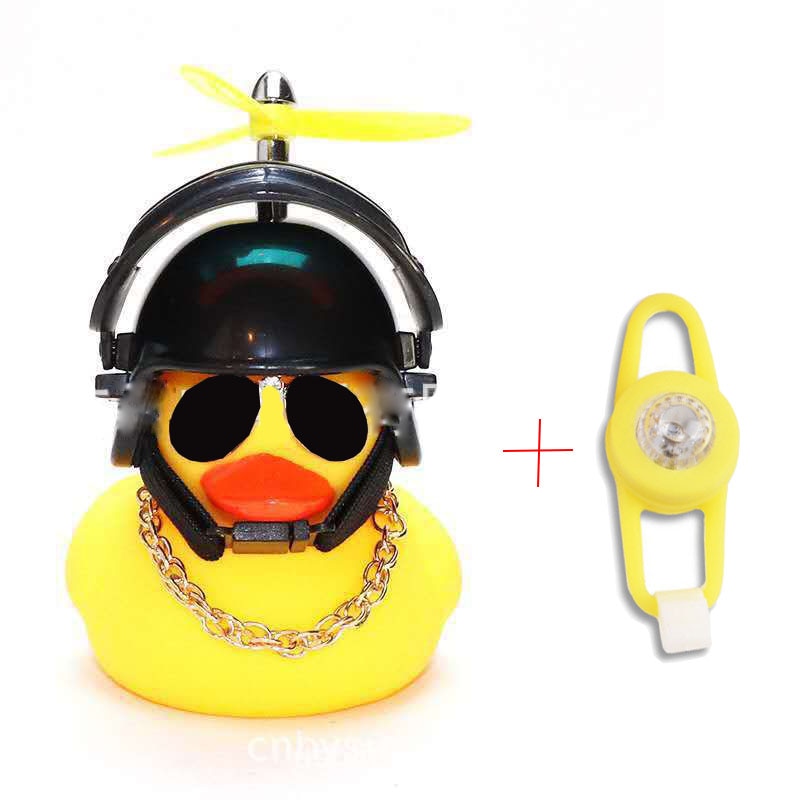 Small Yellow Bike Duck Bicycle bell,  Airscrew Helmet.  Bicycle Wind Motor Riding Cycling Lights Horn