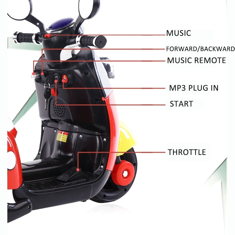 Children's  Mini Motorcycle With Music 2.4G Wireless Control. Baby Electric Remote Control Car for 1-6 Y