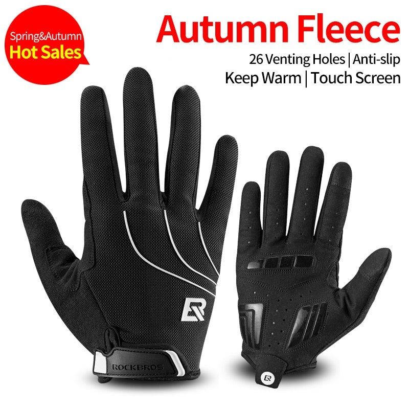 ROCKBROS Windproof Cycling Gloves Bicycle Touch Screen Riding MTB Bike Glove Thermal Warm Motorcycle Winter Autumn Bike Clothing