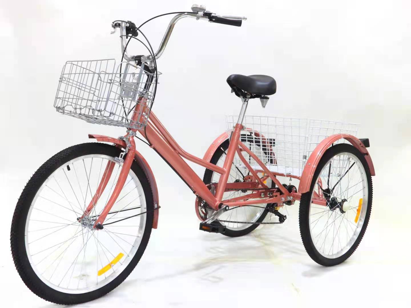 250W Electric 3 Wheel Cargo Bike 24 Inch Bicycle Road Scooter Pedal Adult Tricycle Cart Go Shopping Trolley for Wife