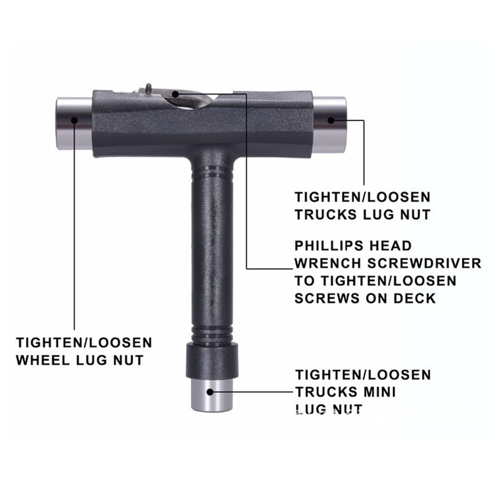 T Shape Skateboard Wrench Kit Multifunction MTB Bike Electric Scooter Repair Tools.