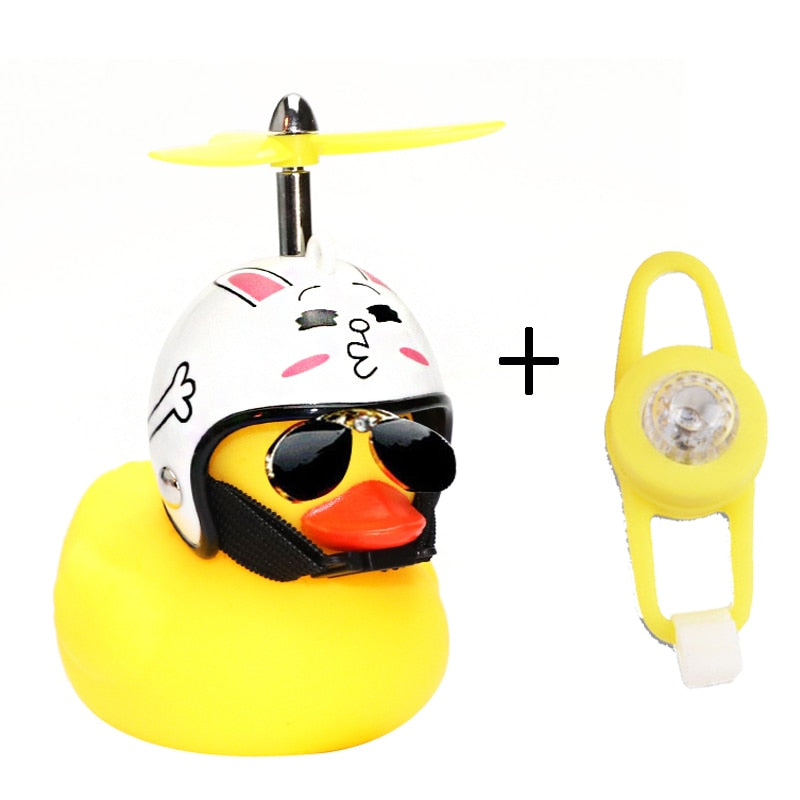 Small Yellow Bike Duck Bicycle bell,  Airscrew Helmet.  Bicycle Wind Motor Riding Cycling Lights Horn
