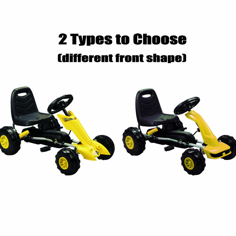 Kids 4 Wheel Ride On Car with Racing Steering Wheel, 3-8 Years Old Children Pedal Go Kart with Hand Brake