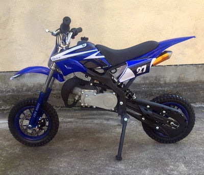 Two-stroke Two-wheeled small off-road mini motorcycle. (gas powered)