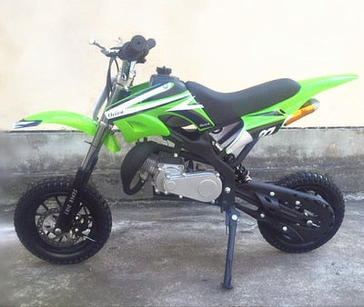 Two-stroke Two-wheeled small off-road mini motorcycle. (gas powered)