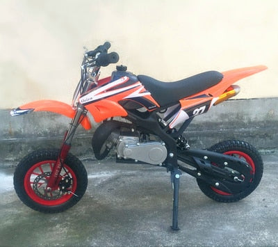 Two-stroke Two-wheeled small off-road mini motorcycle. (gas powered)