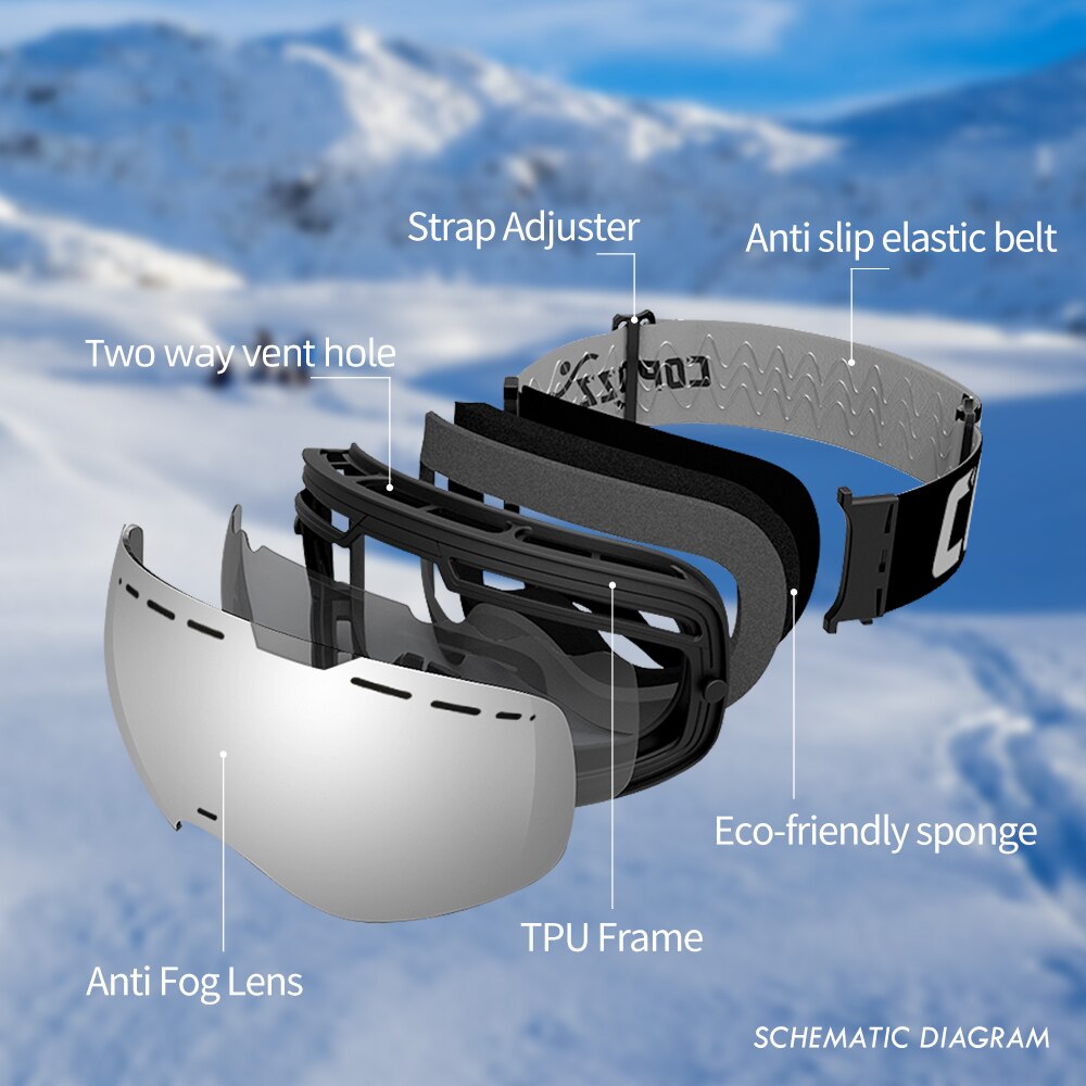 COPOZZ Frameless Ski Goggles with Magnetic Lens Anti-fog UV400 Snowboard Goggles.