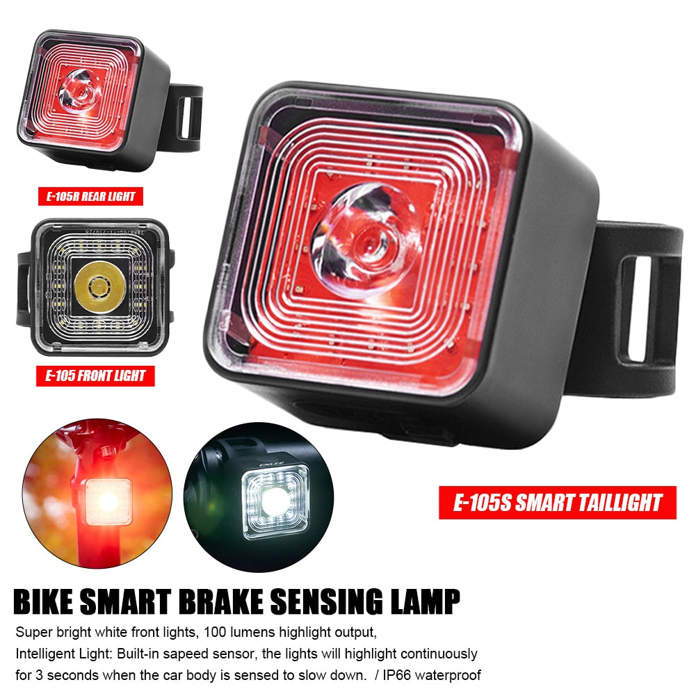 Lumen Bike Lights Smart Brake Sensing Rear Lamp, USB Charge, Waterproof Headlight, and Tail Light Sets