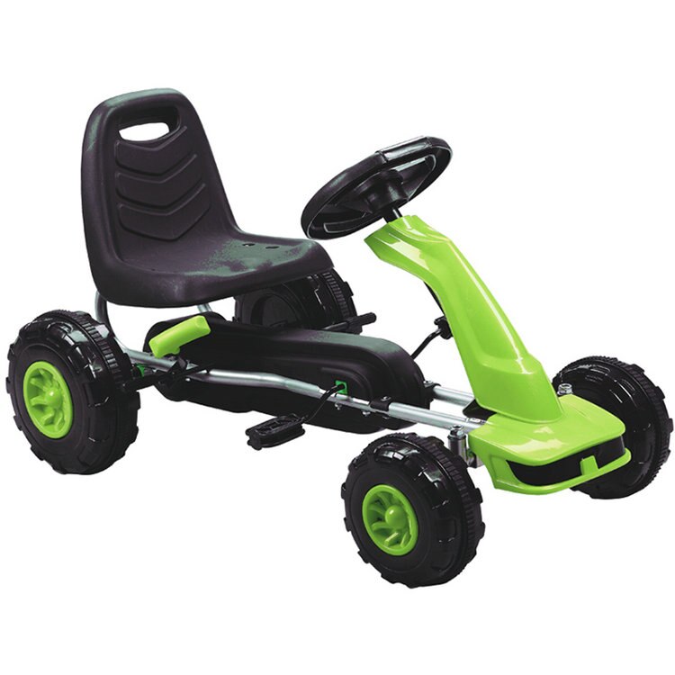 Kids 4 Wheel Ride On Car with Racing Steering Wheel, 3-8 Years Old Children Pedal Go Kart with Hand Brake