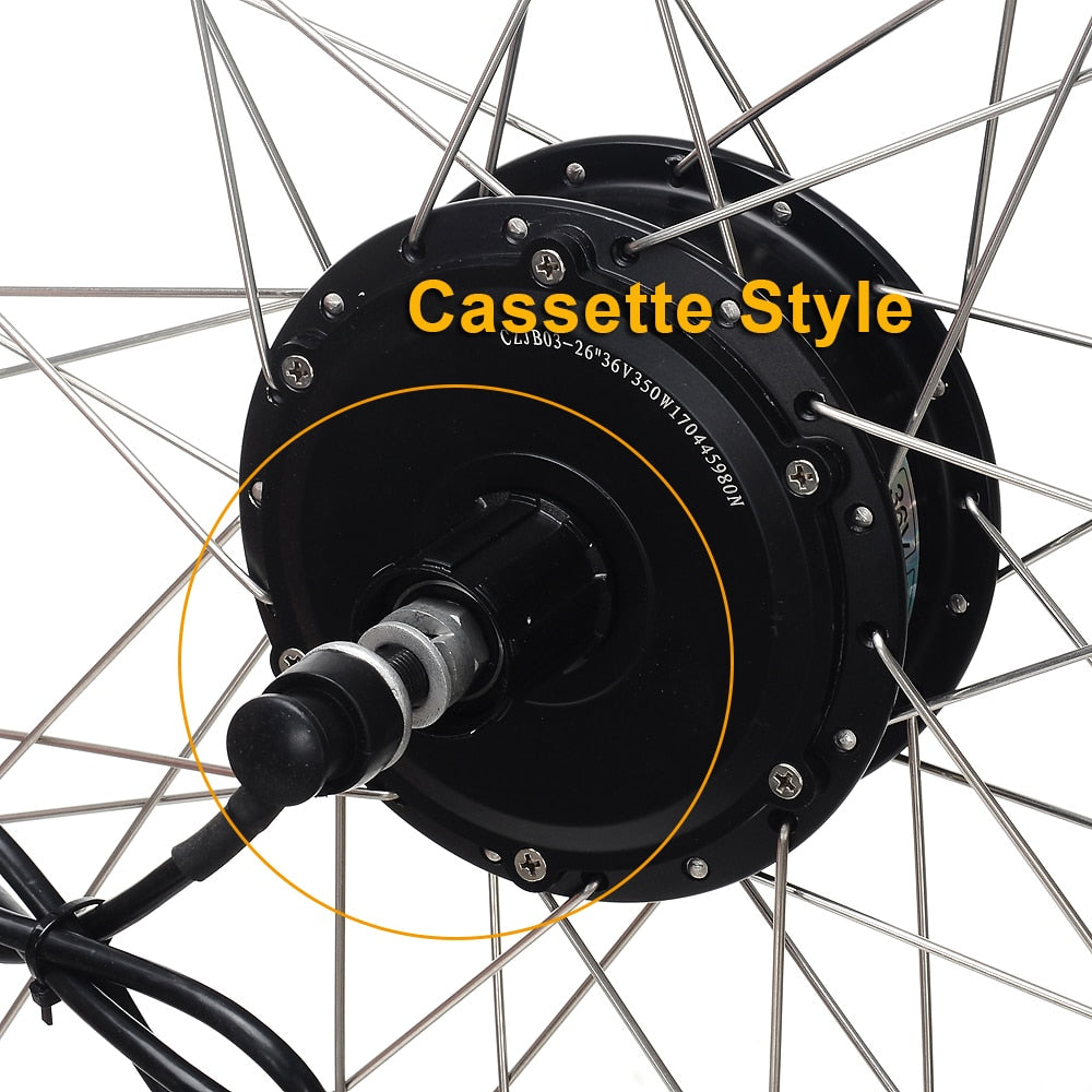 36V 350W Electric Bicycle Engine 27.5, 700C Cassette Screwed Rear Motor Wheel Ebike Conversion Kit with Battery