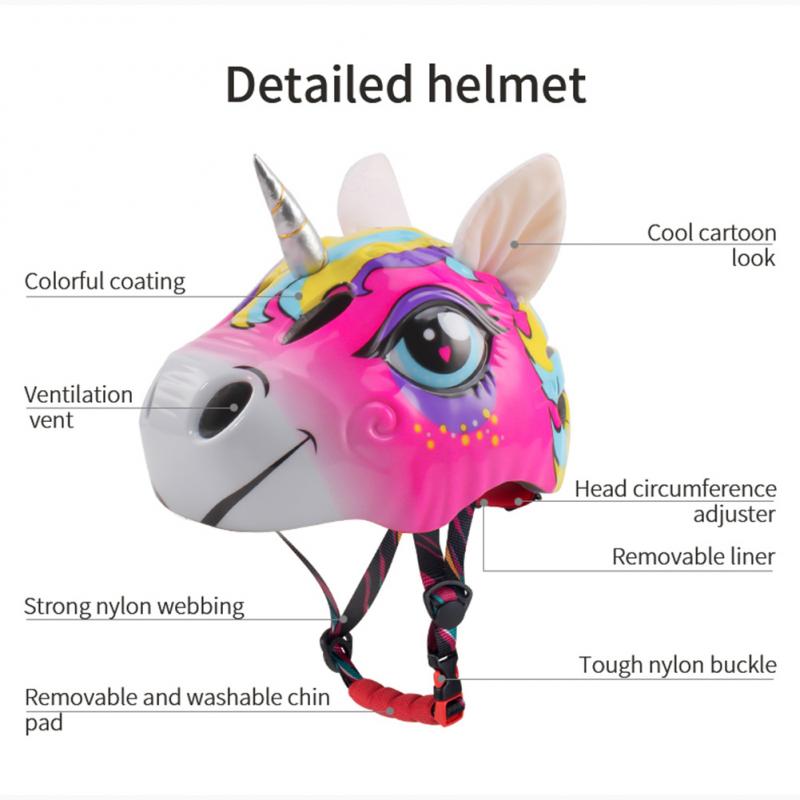 Kids Bike Helmet, Cute Unicorn Safety Hat. Outdoor Sports Head Protect Gear.