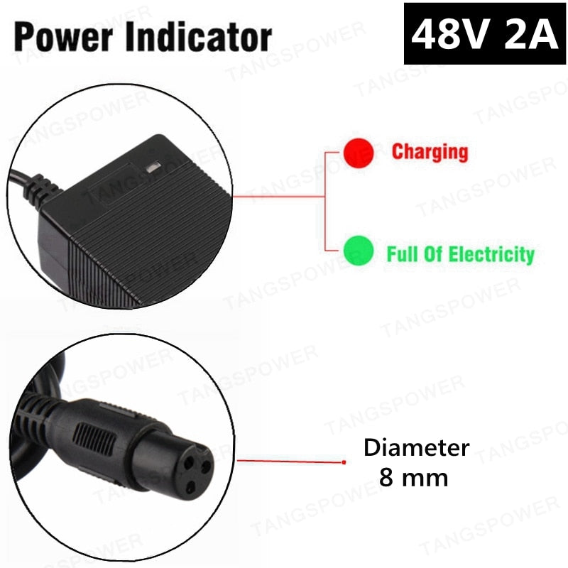 TANGSPOWER 48V 2A electric bike lead acid battery charger for 57.6V Lead-acid Battery e-bike Scooters Motorcycle Charger