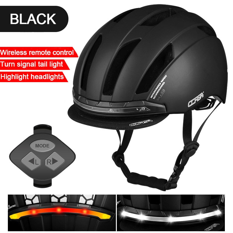 Bike Helmet With LED Turn Signal Light. USB rechargeable Smart Helmet w/ Back Lamp Safety Night Riding Warning Waterproof.