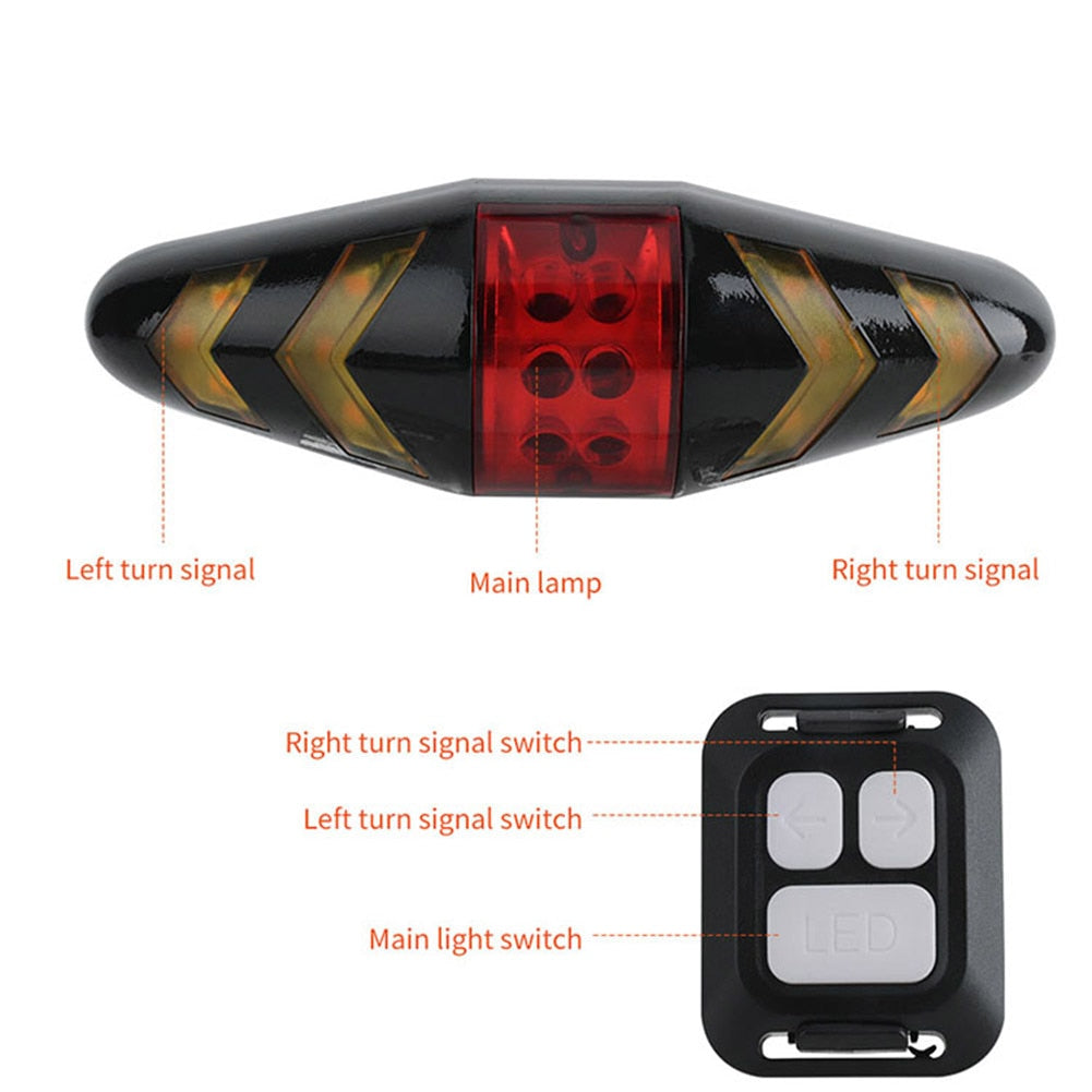 Rear Lamp Smart Bike Wireless Remote Turn Signal Lights Bicycle LED Taillight.