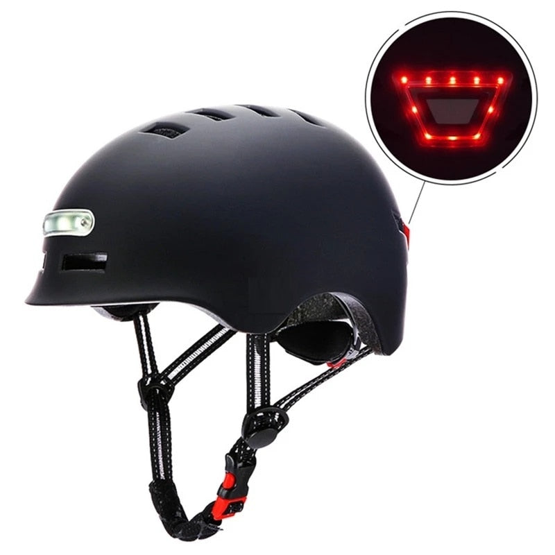 Smart MTB Cycling Bicycle Helmet Integrally-mold LED Light Reflective Warning Bike Motorcycle Scooter Push Bike Safety Helmet