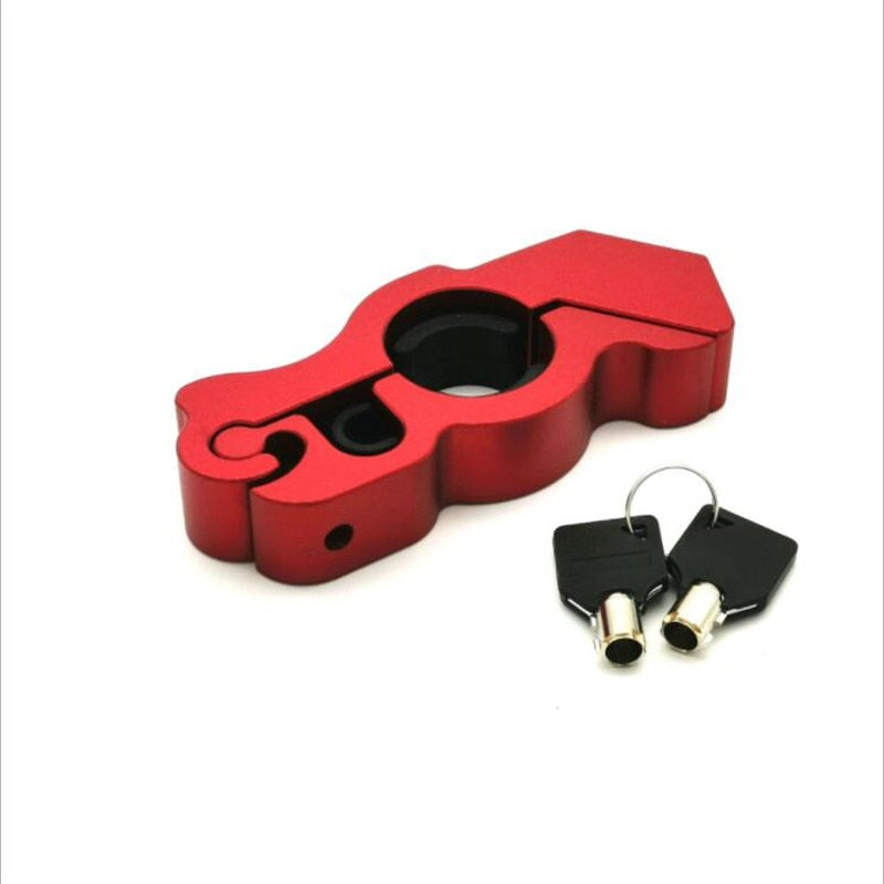 Motorcycle Grip Lock Security Locking. Fits Scooters, ATV, Dirt, & Street Bikes.