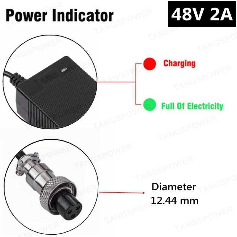 TANGSPOWER 48V 2A electric bike lead acid battery charger for 57.6V Lead-acid Battery e-bike Scooters Motorcycle Charger