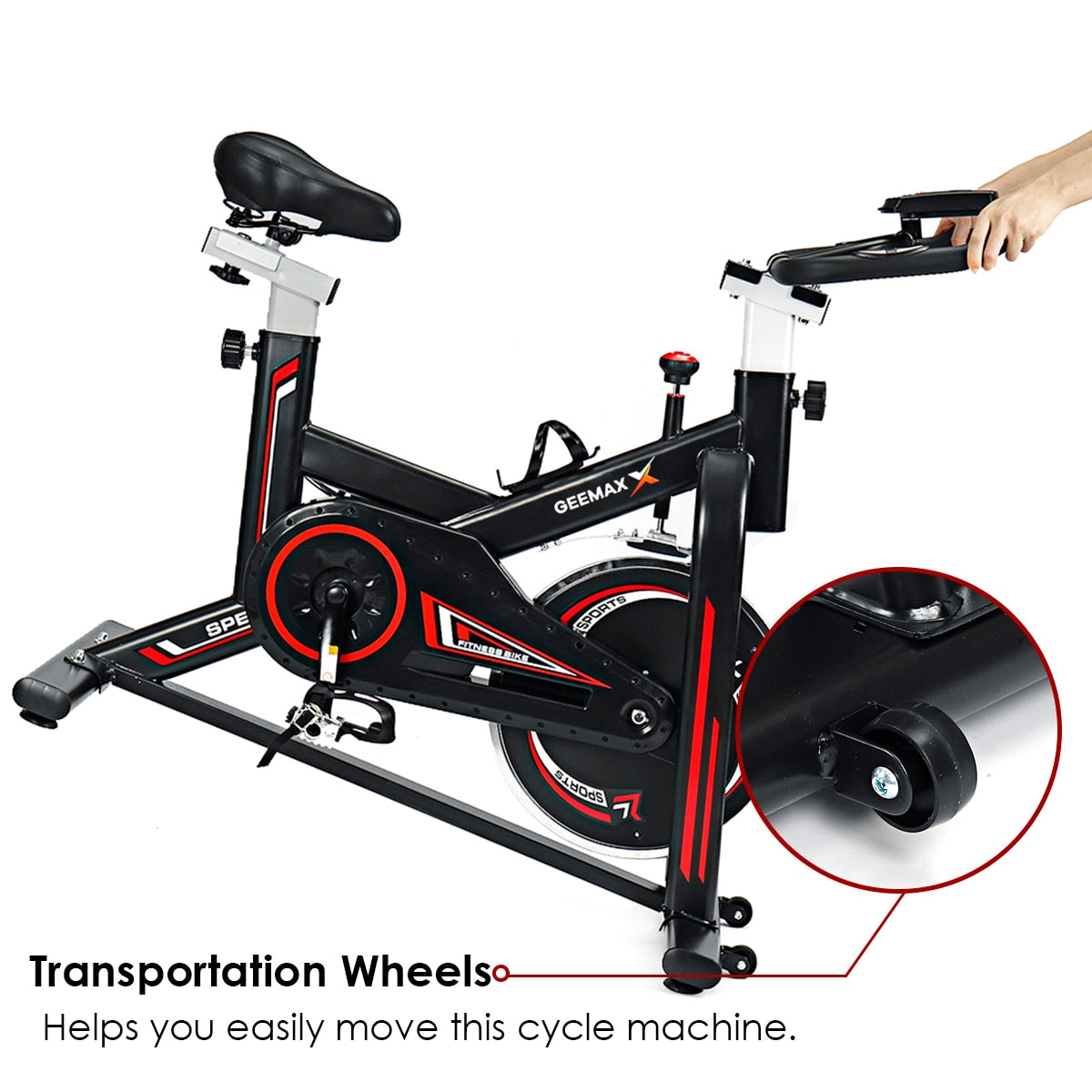 GEEMAX Exercise Bike Home Ultra-quiet Indoor Cycling Bike Stationary Bike Weight Loss Fitness Bike LCD Monitor Exercise Bicycle