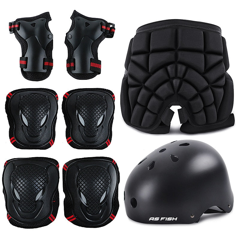 Protective Gear Elbow Hip Pads Wrist Safety Guard Cycling Riding Helmet Protector.