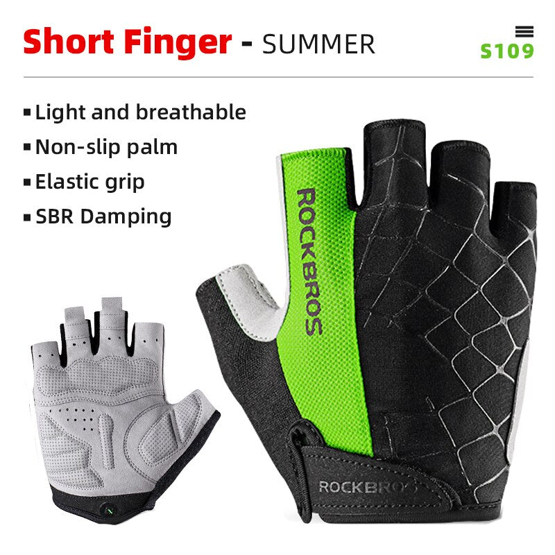 ROCKBROS Bicycle Gloves MTB Road Anti-shock Mountain Bike Fingerless Gloves Breathable Cycling Sports Non-slip Glove