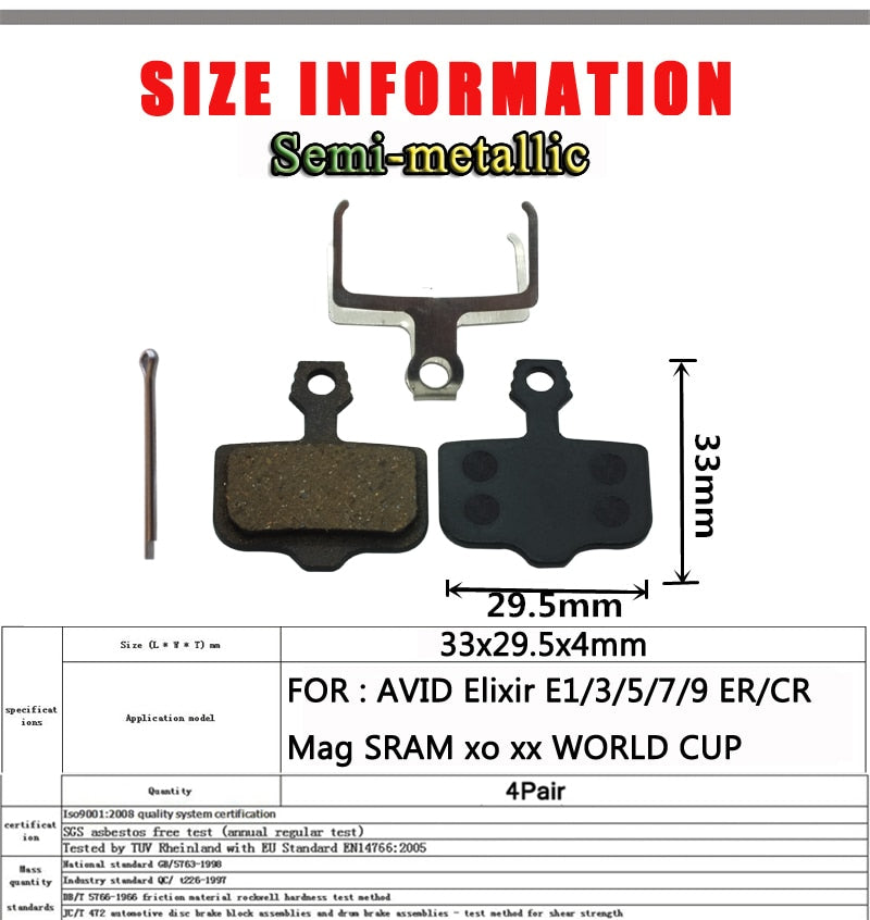 4 Pair Bicycle Disc Brake Pad. E-BIKE Accessories