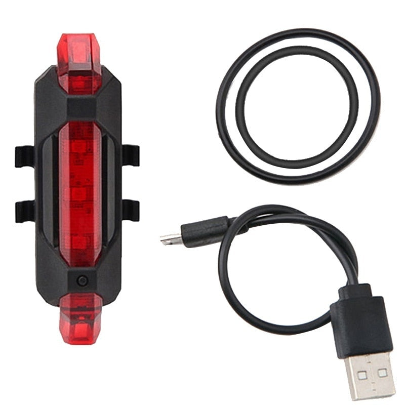 Rechargeable USB LED Bicycle Tail Light  Bike Safety  Front and Rear Flashing Lights.